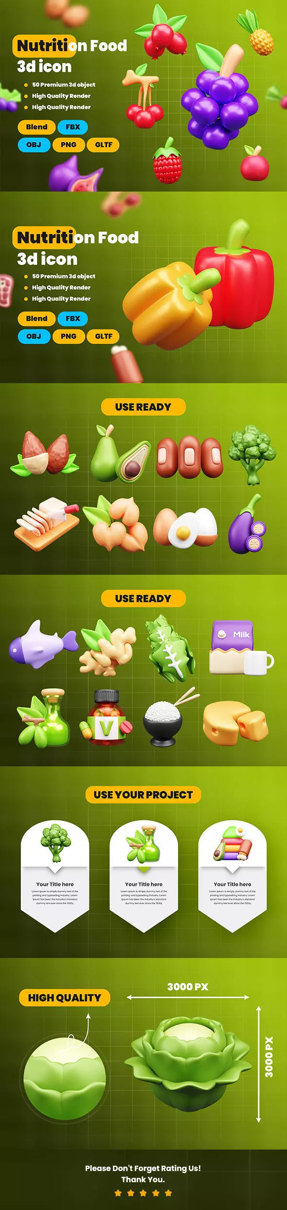 Nutrition Food 3d Icon Pack 3D model_110