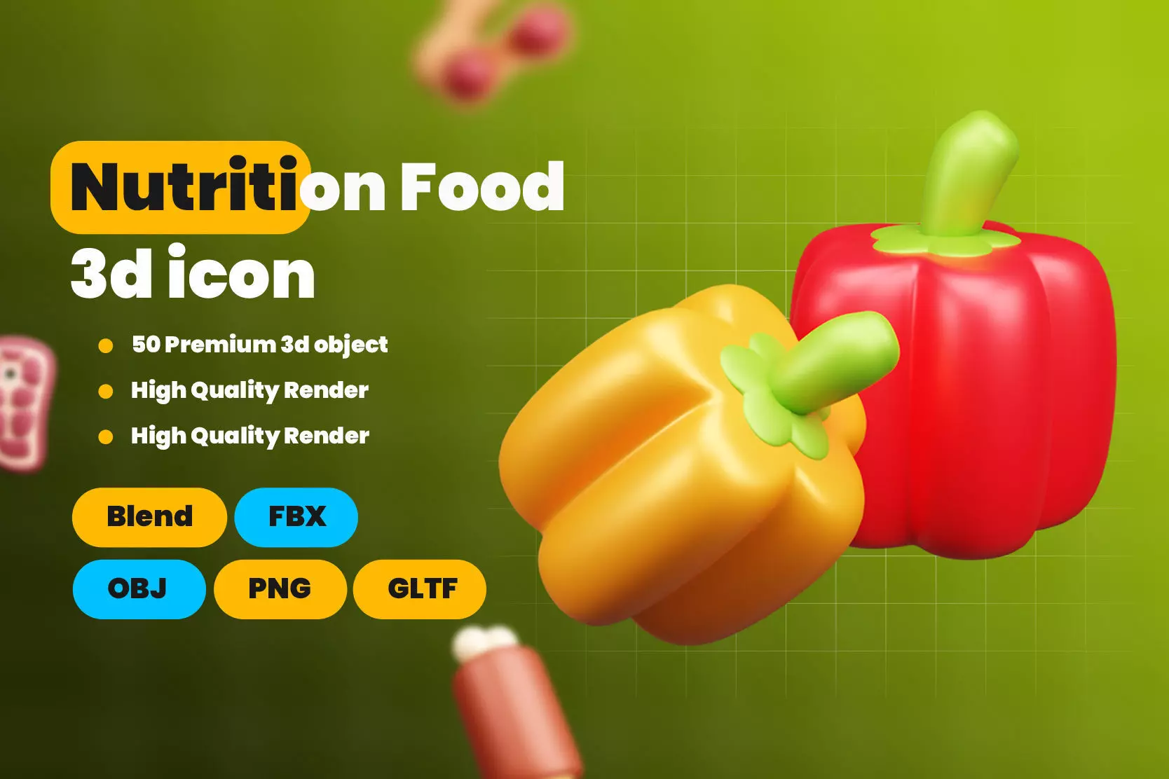 Nutrition Food 3d Icon Pack 3D model_1