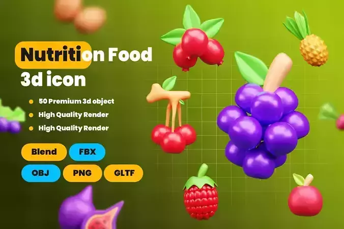 Nutrition Food 3d Icon Pack