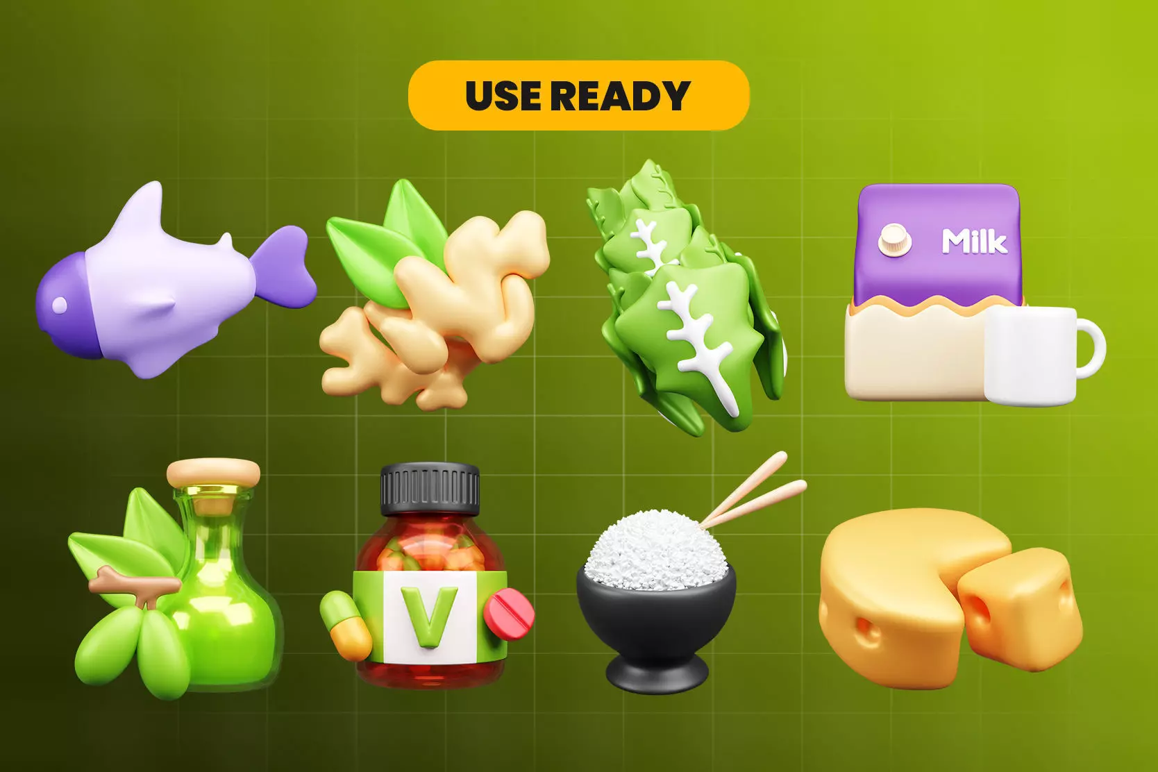 Nutrition Food 3d Icon Pack 3D model_3