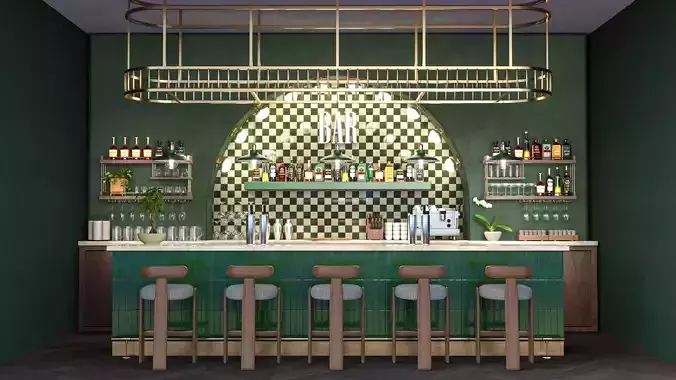 Retro Green Bar Interior  
