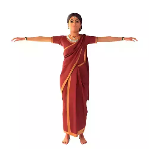 Bangladeshi or Indian Woman in Saree - High-Poly Character