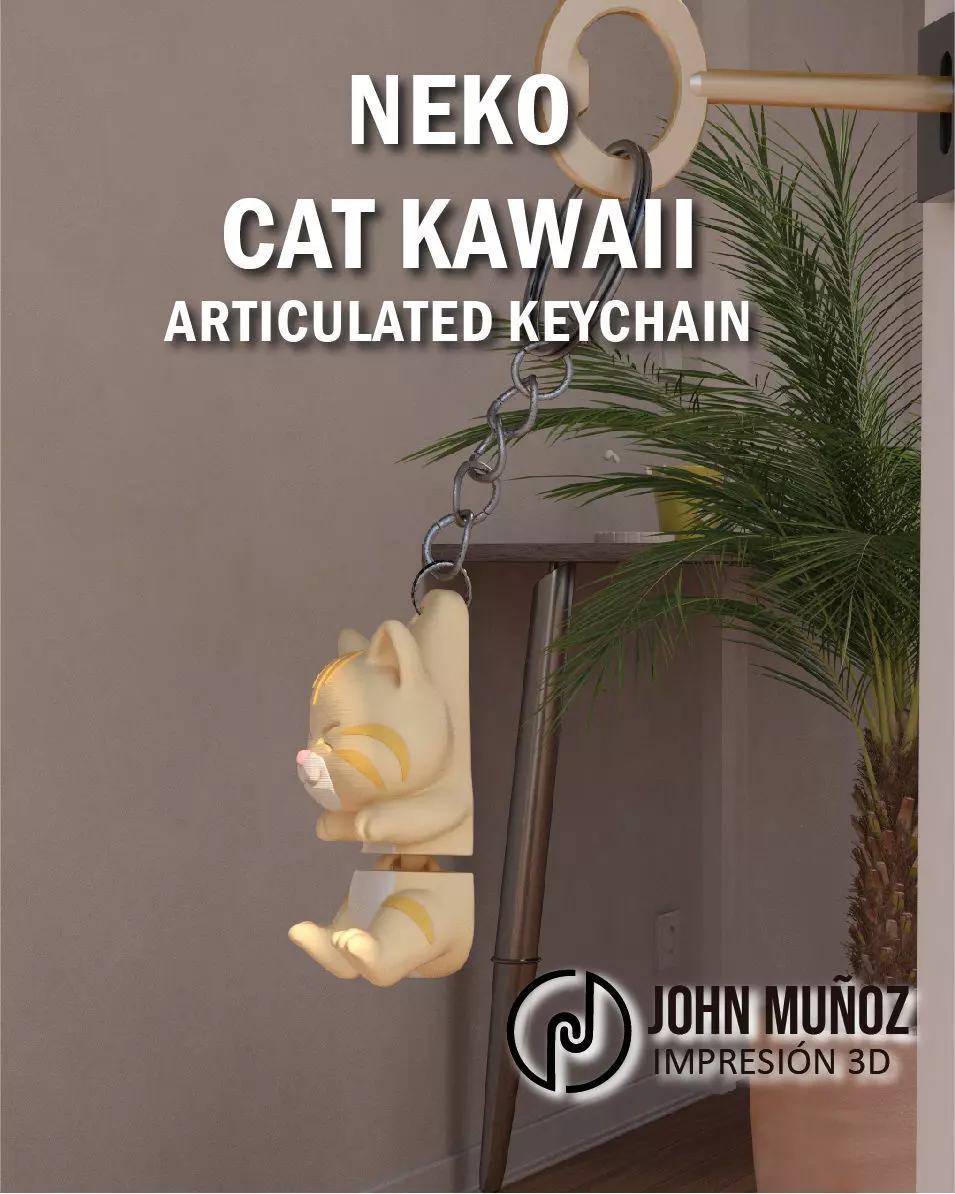 Neko Cat - Articulated keychain 3D print model_1