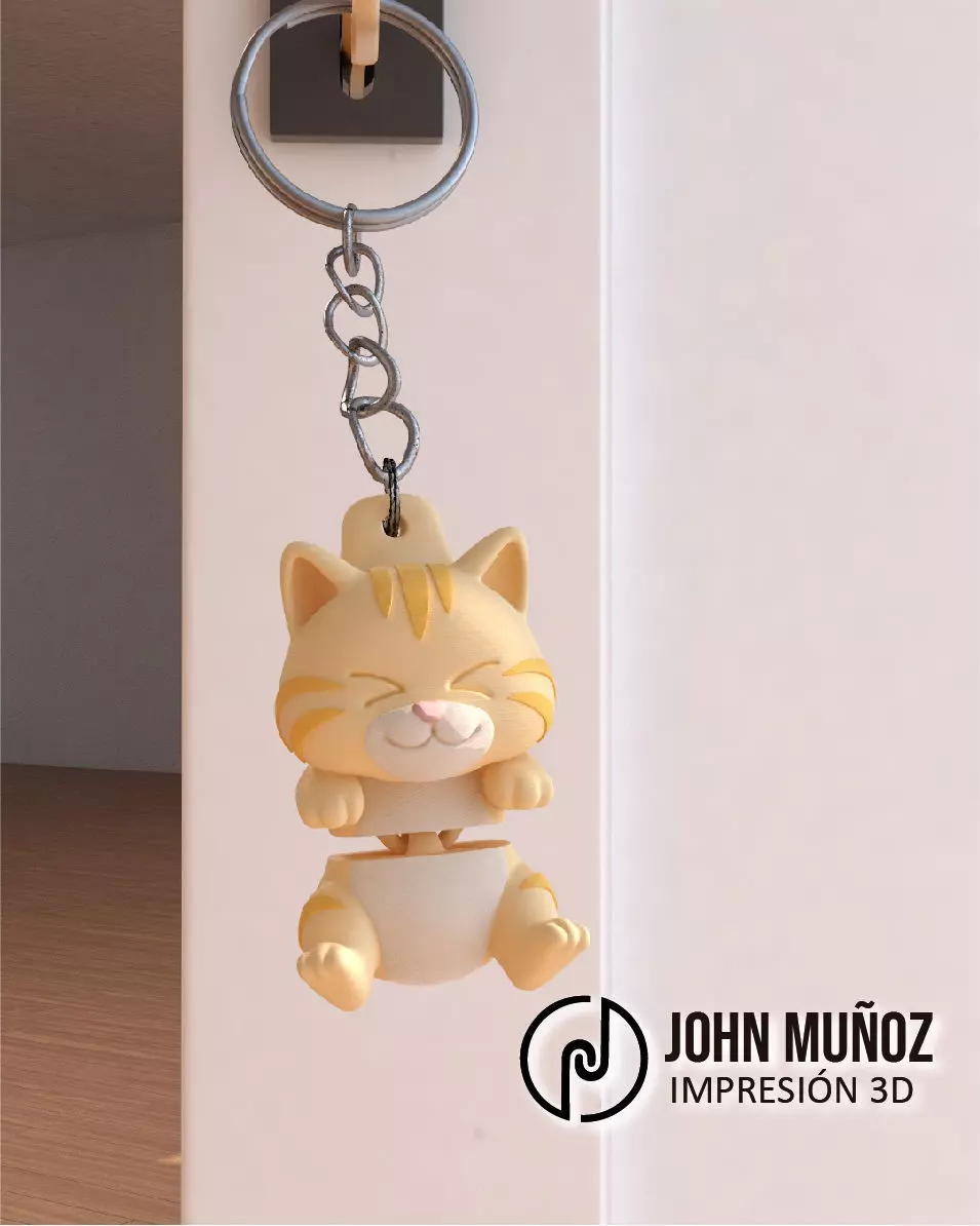 Neko Cat - Articulated keychain 3D print model_0