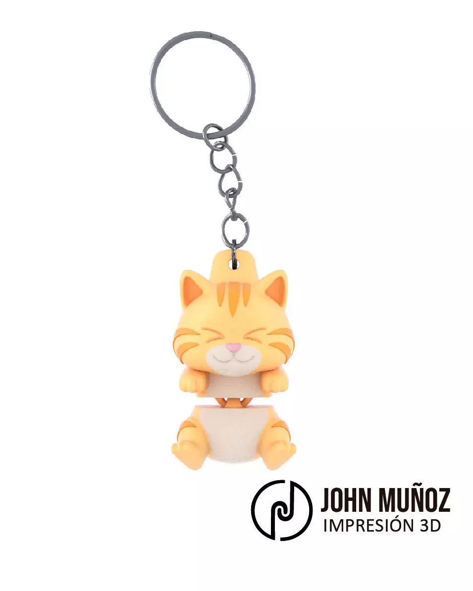 Neko Cat - Articulated keychain 3D print model_5