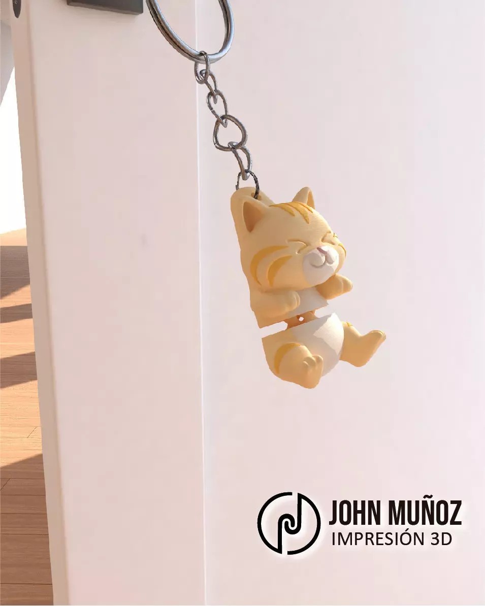 Neko Cat - Articulated keychain 3D print model_3