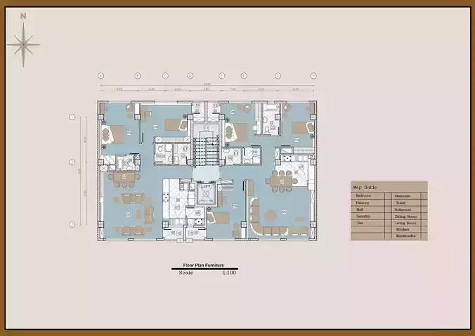 Typical Floor Plan  Two-Unit 2 -Bedroom Apartments 
