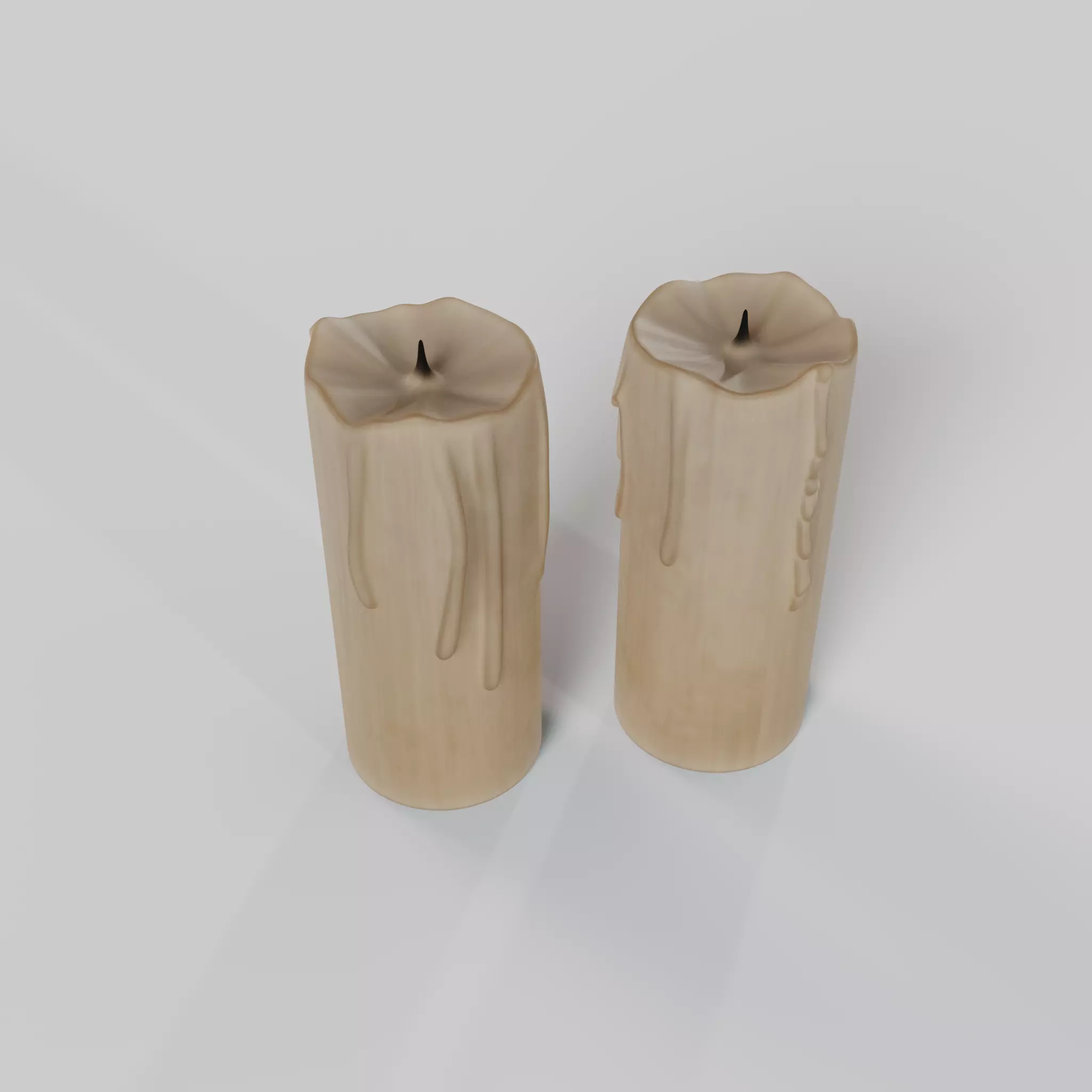 Melted Candle with Drips and Burnt Wick 3D model_0