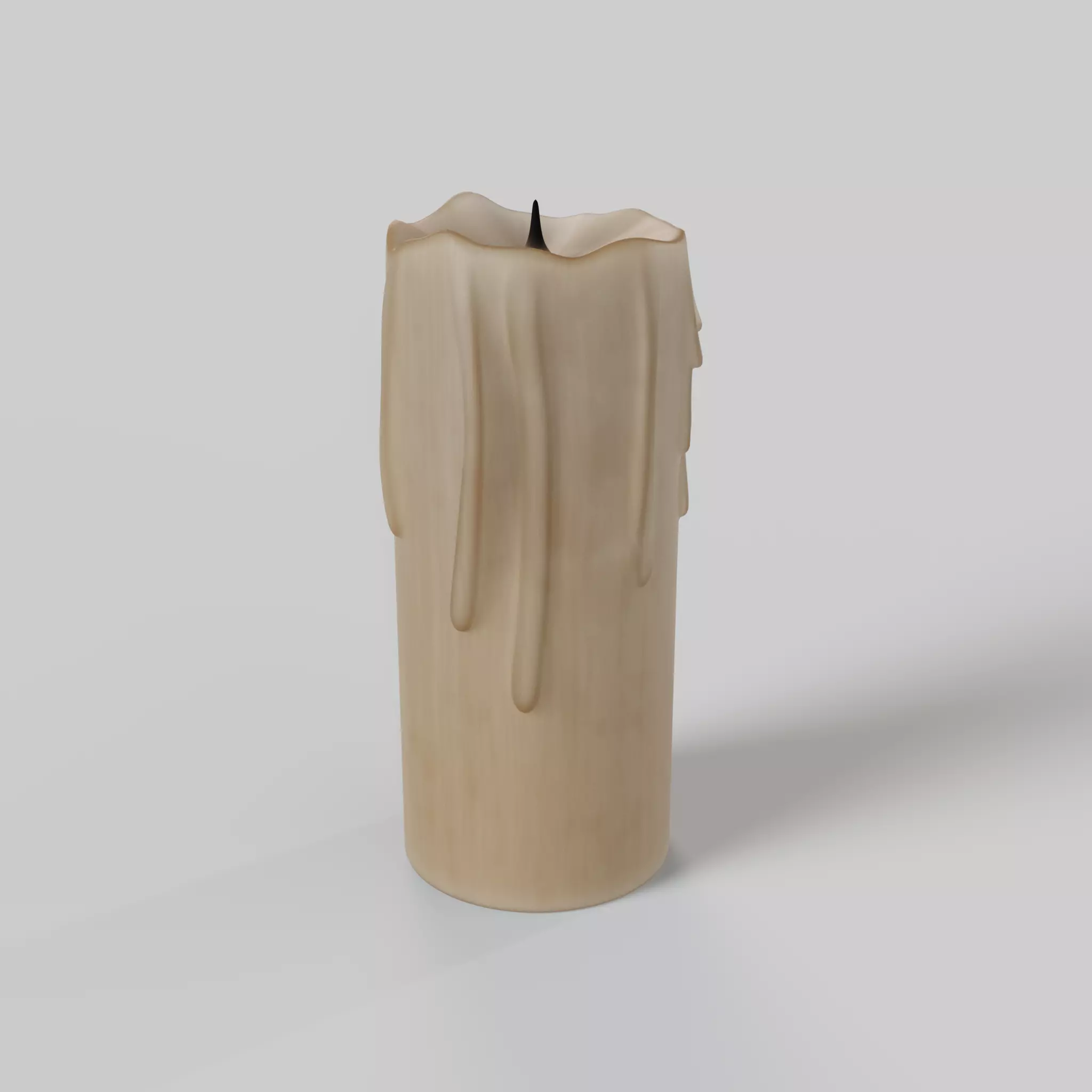 Melted Candle with Drips and Burnt Wick 3D model_1
