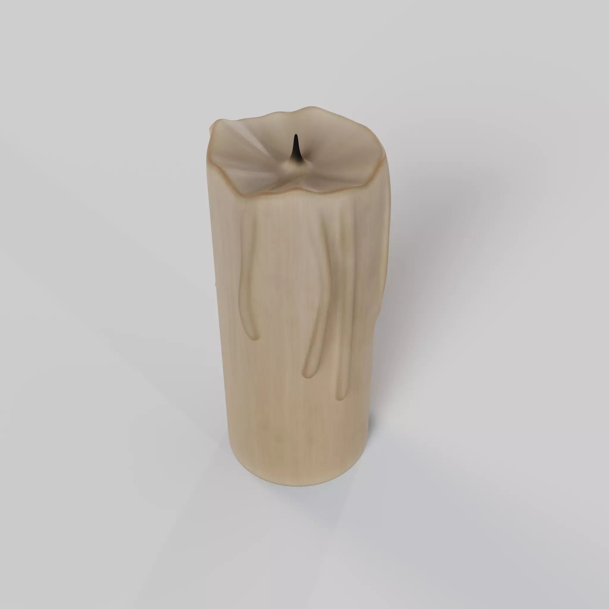 Melted Candle with Drips and Burnt Wick 3D model_3