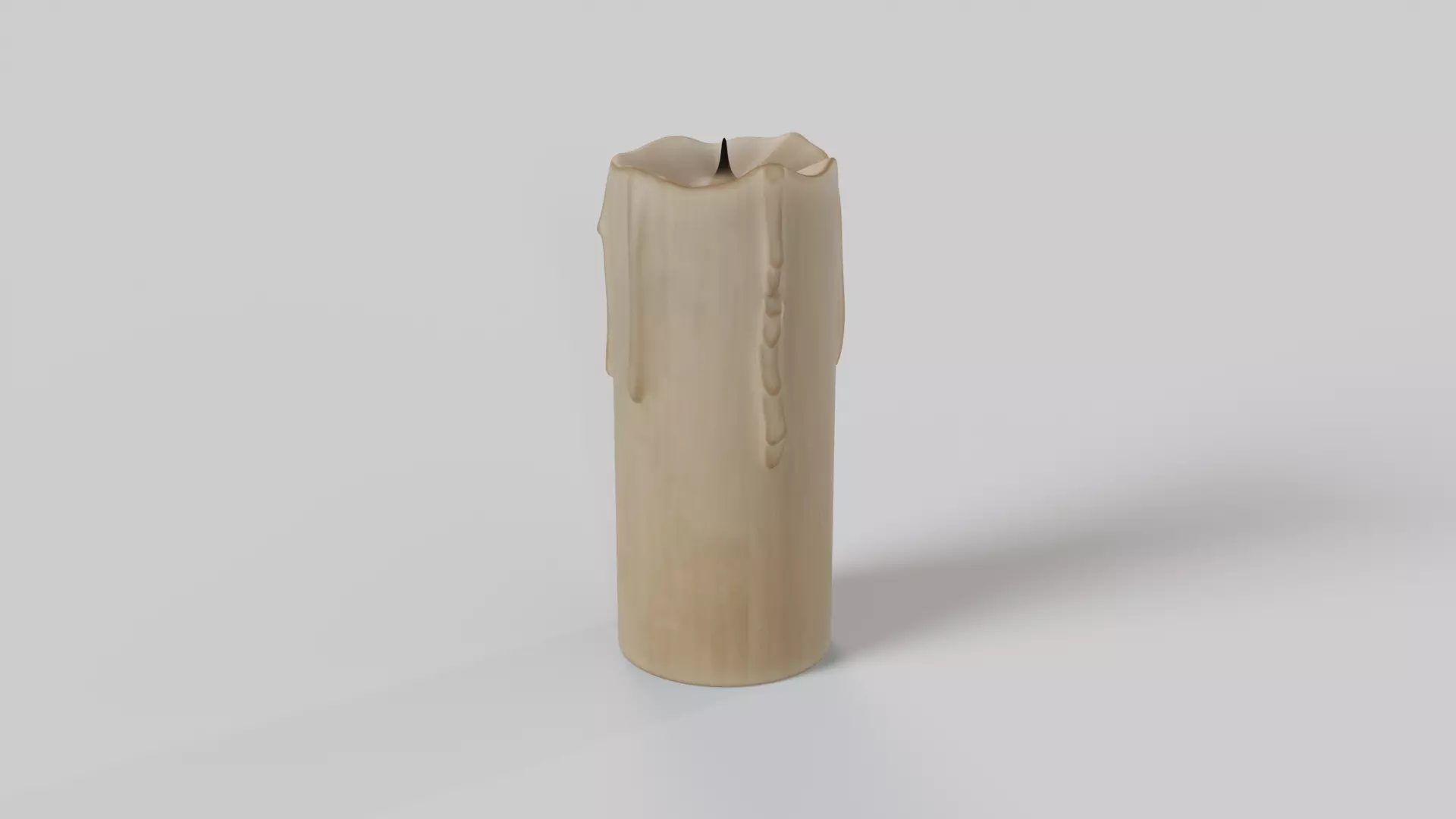 Melted Candle with Drips and Burnt Wick 3D model_5