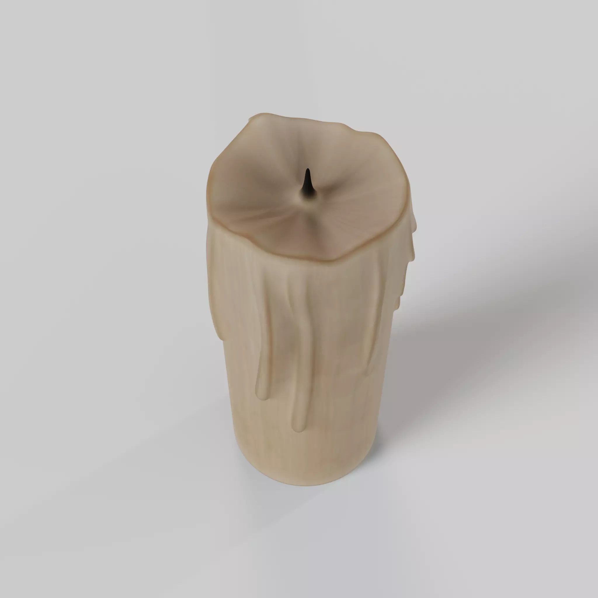Melted Candle with Drips and Burnt Wick 3D model_2