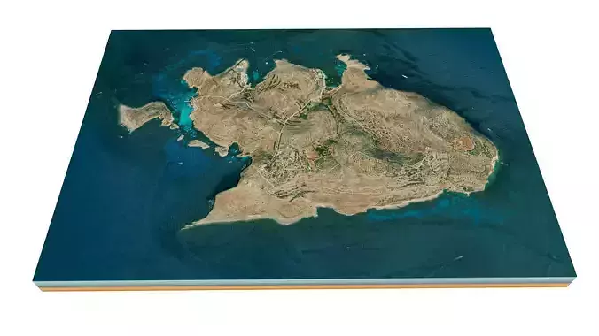 Comino Island 3D model terrain Low-poly 3D model