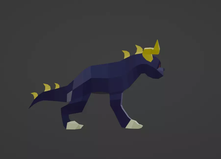 Low Poly Dog Monster Low-poly 3D model_5
