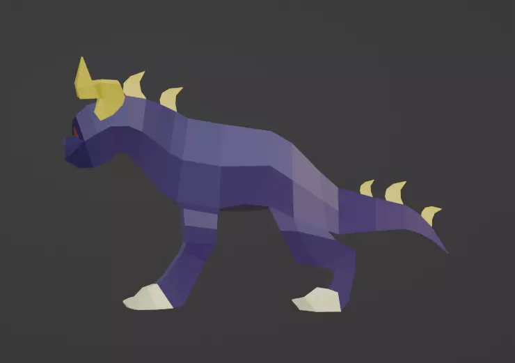 Low Poly Dog Monster Low-poly 3D model_7