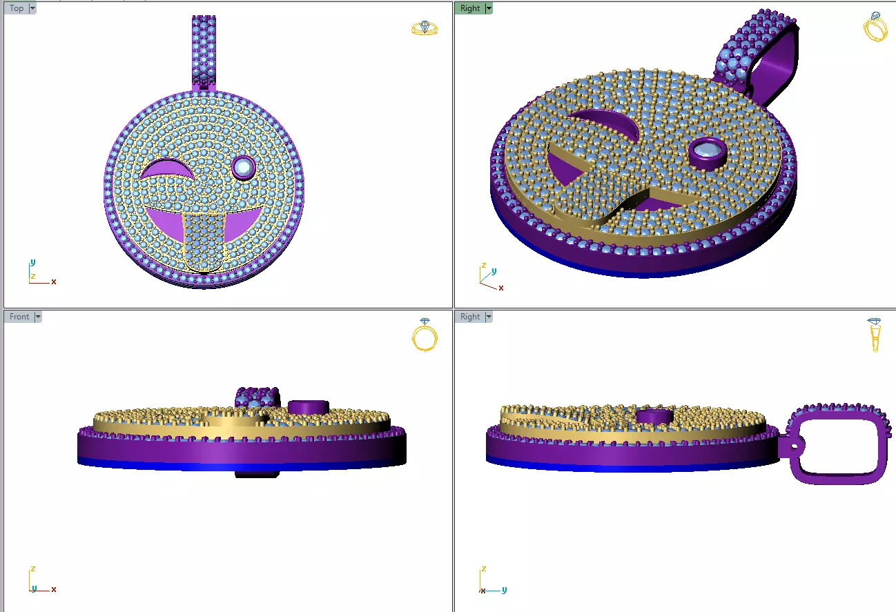 Smilee Diamond Pendant 3D print model 3D print model_11