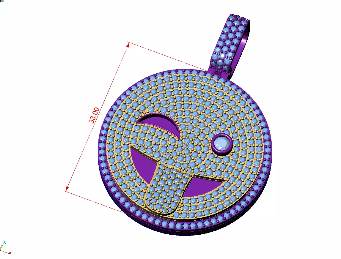 Smilee Diamond Pendant 3D print model 3D print model_5