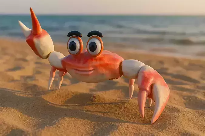 Cute Realist Cartoon Crab Game-Ready and Animated