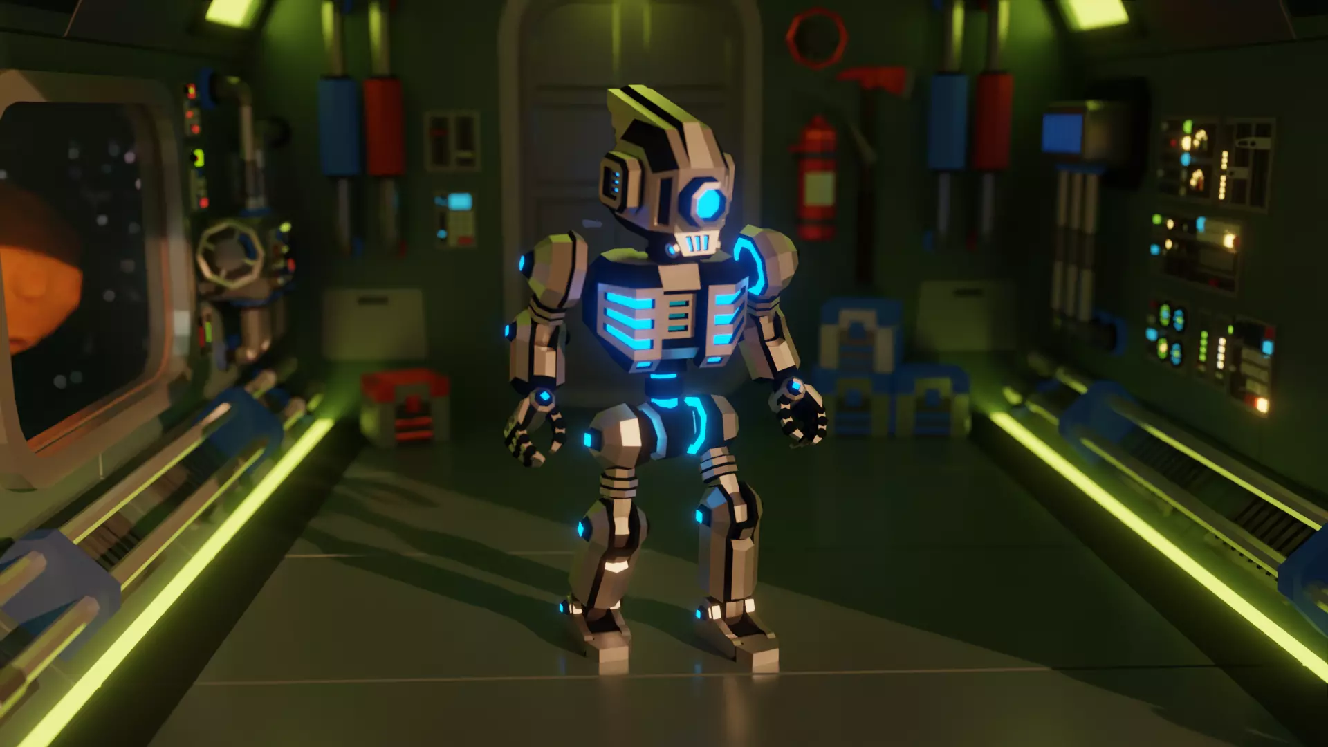 Sci-Fi Robot X-25-2 Low-poly 3D model_3