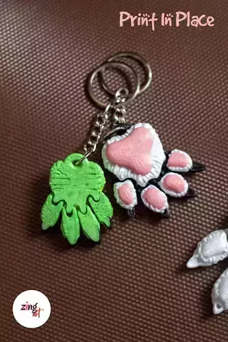 Dog Paw Keychain- Print In Place 3D print model