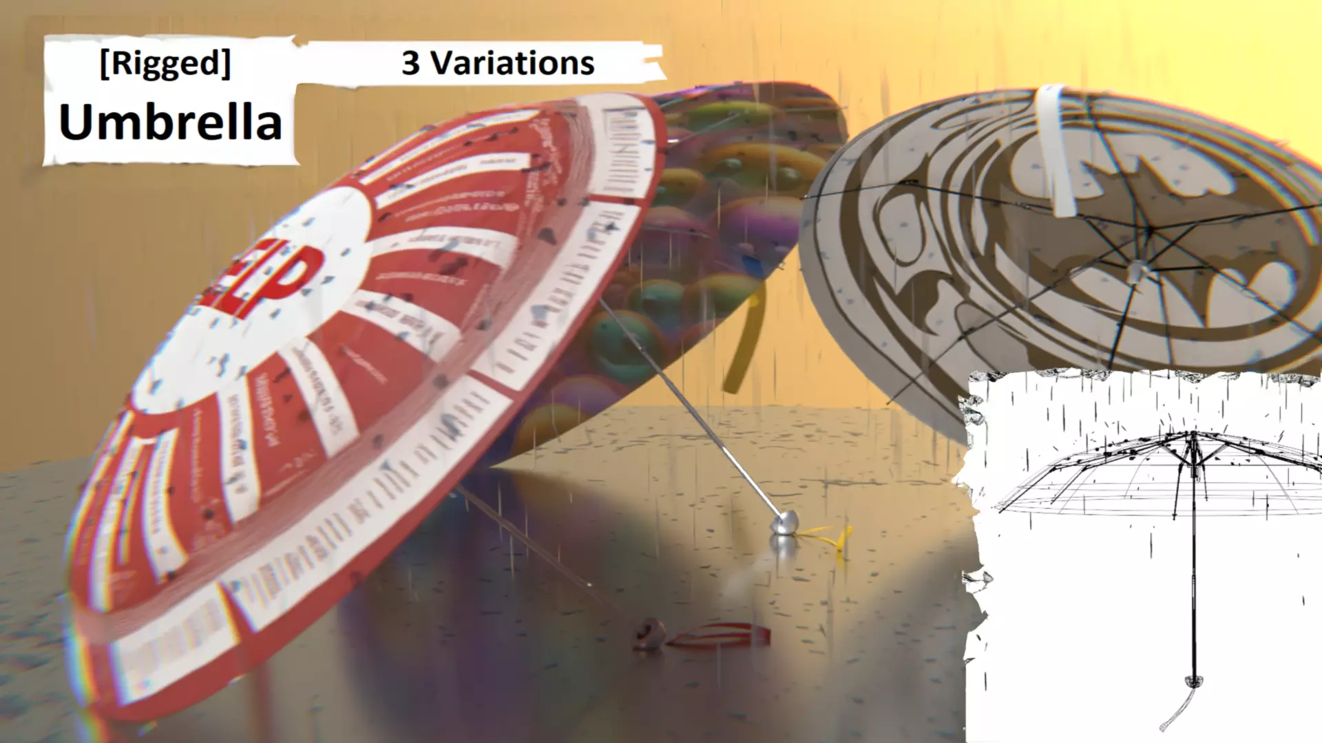 Pocket Umbrella Low-poly 3D model_0