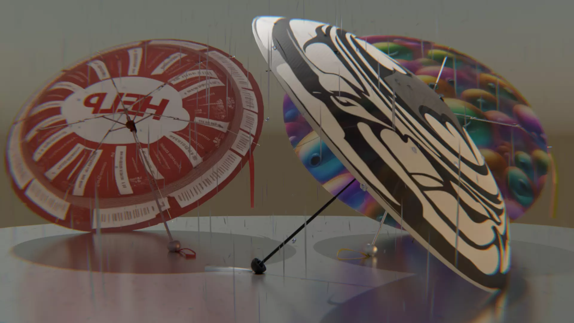 Pocket Umbrella Low-poly 3D model_2