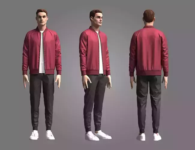 Mens Bomber Jacket Outfit 3d Model