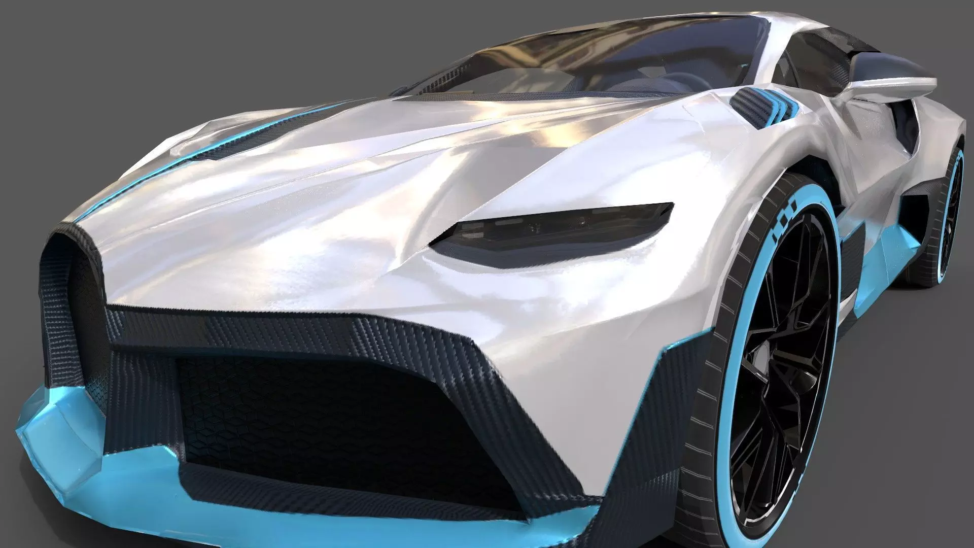 Realistic Car 2019 Bugatti Divo Low-poly 3D model_6
