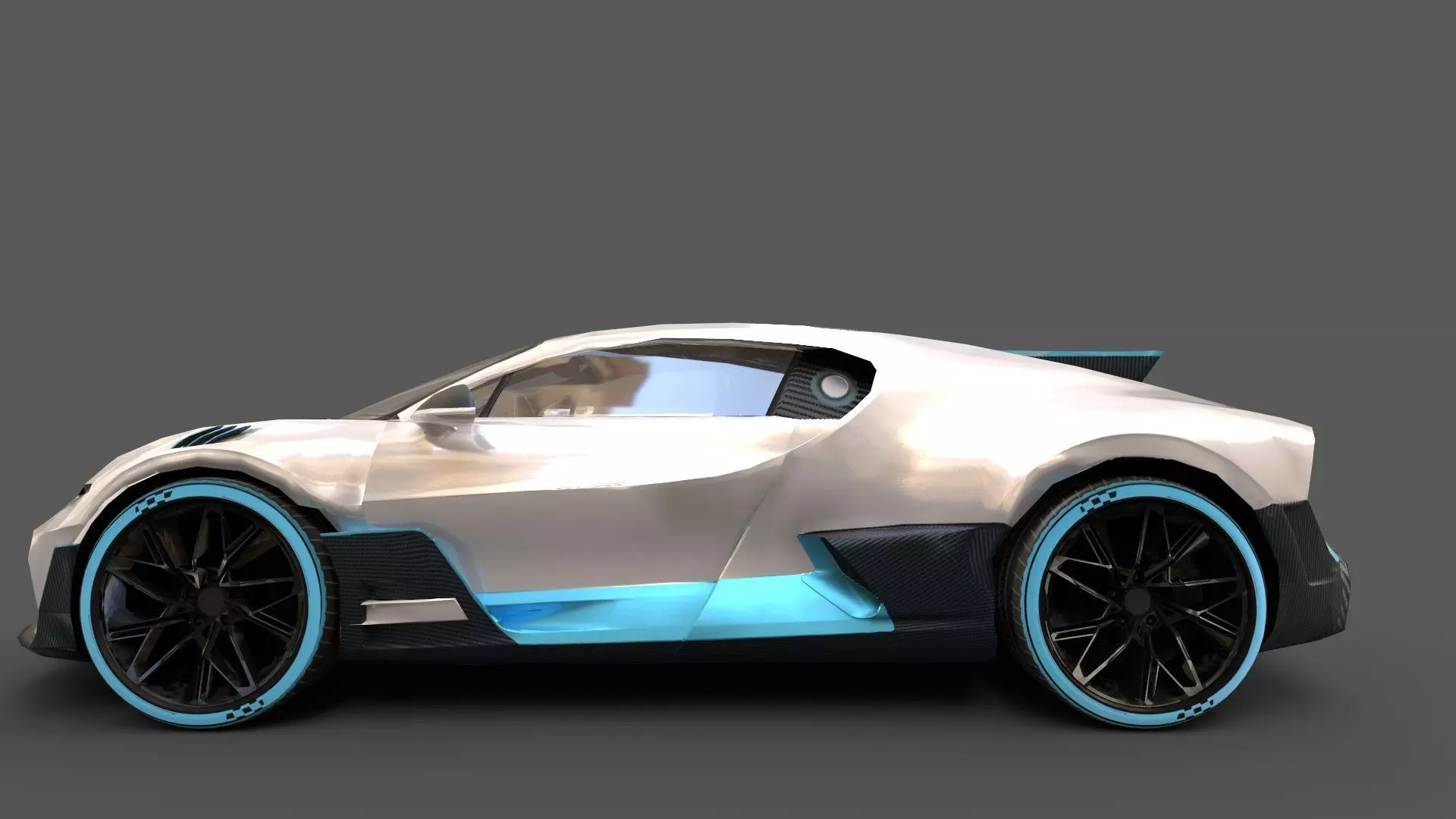 Realistic Car 2019 Bugatti Divo Low-poly 3D model_2