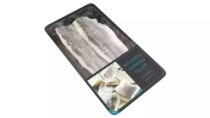 Herring fillet in packaging Low-poly 3D model