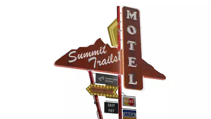 Motel Sign Low-poly 3D model