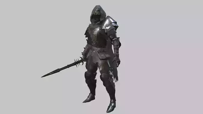 Hooded Knight Low-poly 3D model