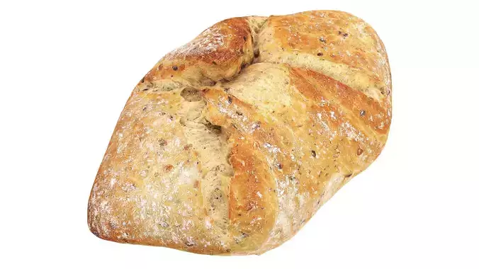 Loaf of artisanal white bread Low-poly 3D model