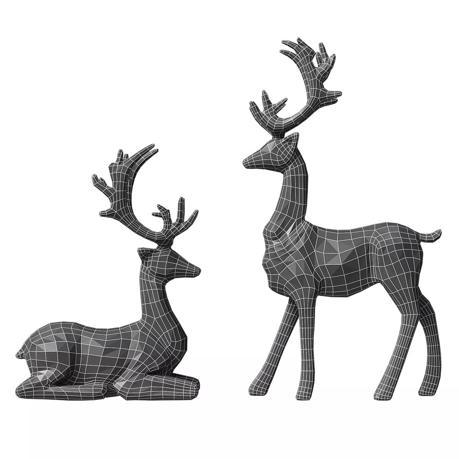 deer sculptures 3D model_2