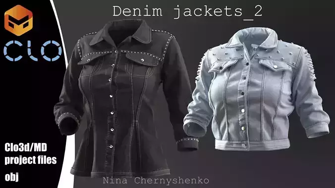Denim jackets 2 - Marvelous Designer project and OBJ