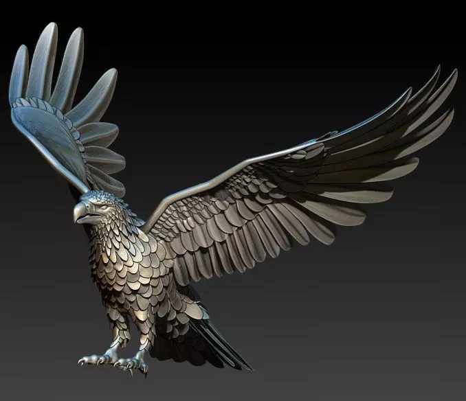 American Winged Eagle Pendant 3D print model_21