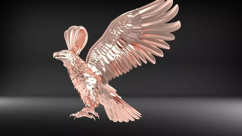 American Winged Eagle Pendant 3D print model_27