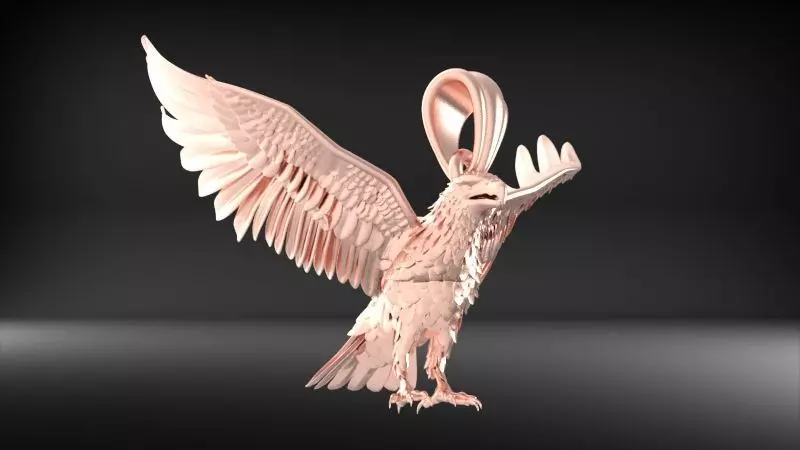 American Winged Eagle Pendant 3D print model_26