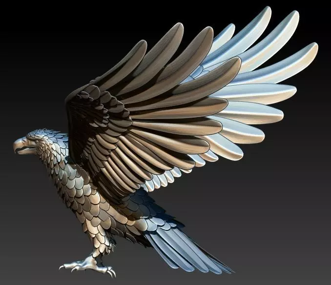American Winged Eagle Pendant 3D print model_25