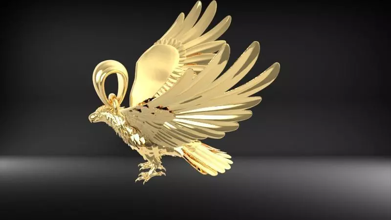 American Winged Eagle Pendant 3D print model_4