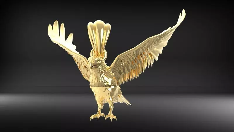 American Winged Eagle Pendant 3D print model_12