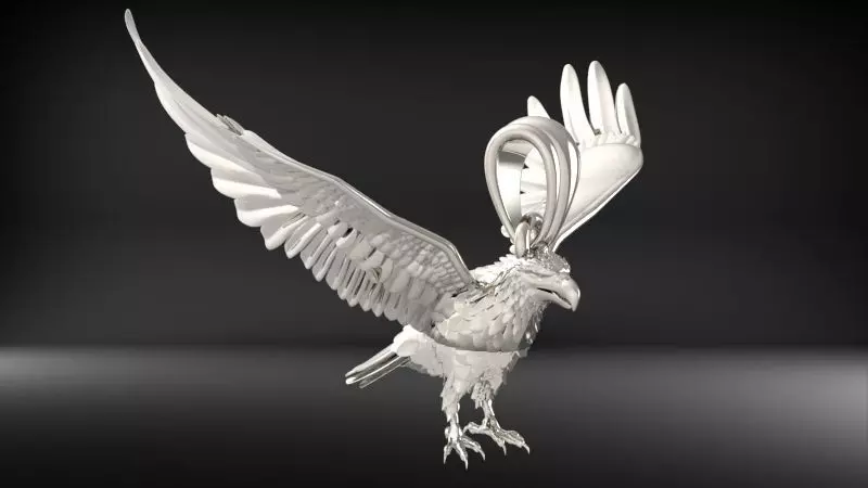 American Winged Eagle Pendant 3D print model_2