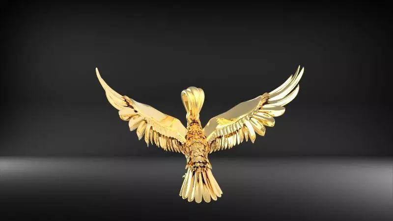 American Winged Eagle Pendant 3D print model_7