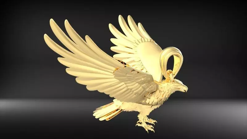 American Winged Eagle Pendant 3D print model_13