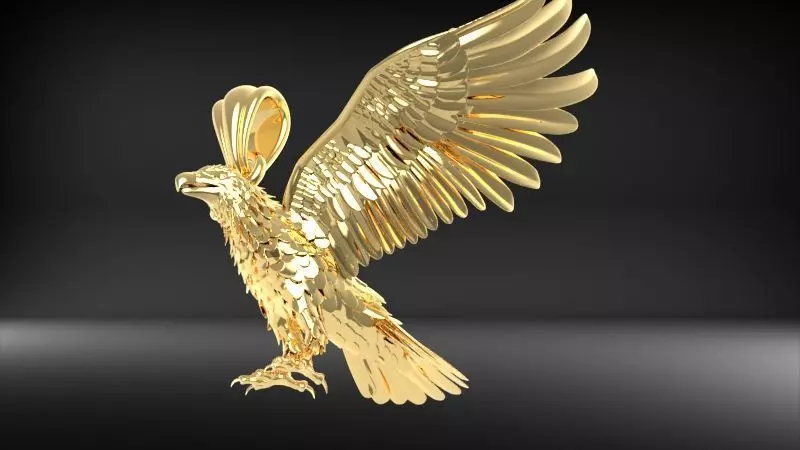 American Winged Eagle Pendant 3D print model_5