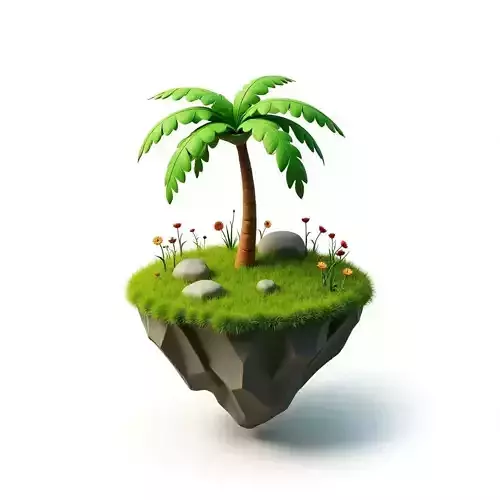 Tropical Floating Island 3D Model Low-poly 3D model