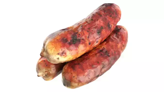 Pork sausage roasted Low-poly 3D model