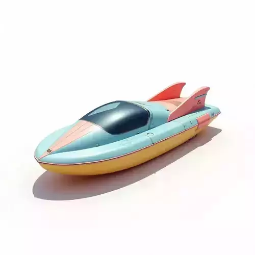 Retro Futuristic Submarine 3D Model Low-poly 3D model