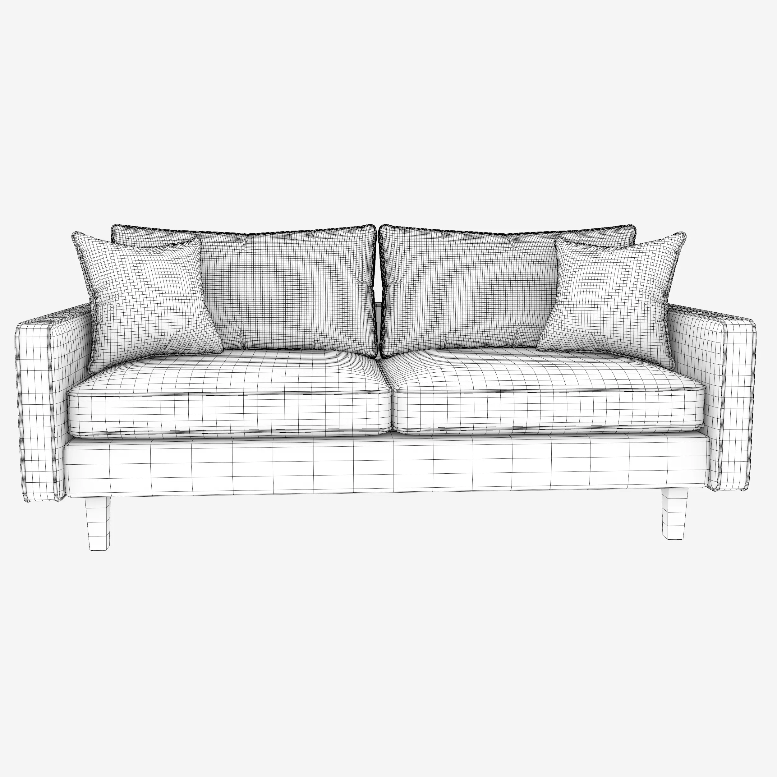 Modern 2-Seater Fabric Sofa 3D model_10