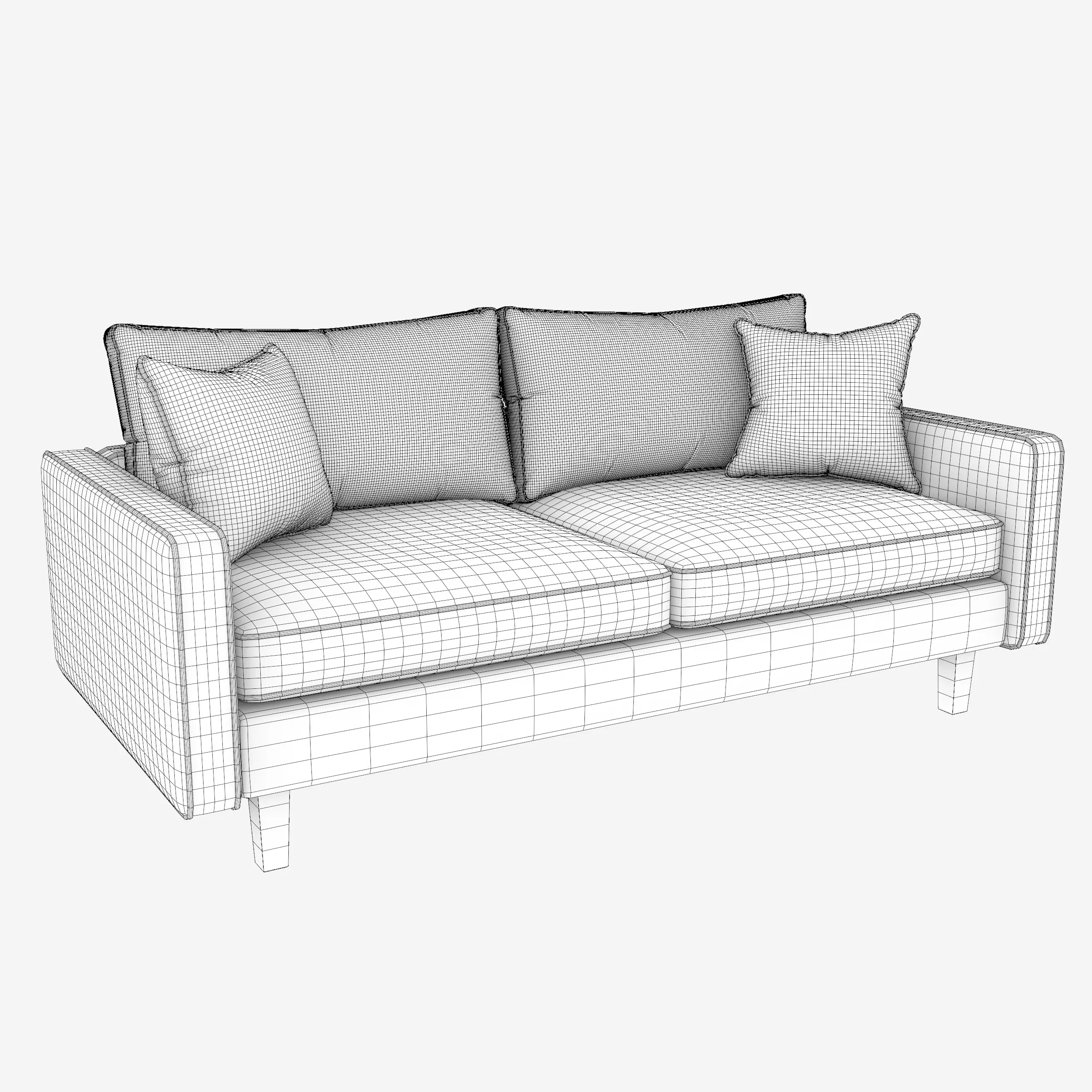 Modern 2-Seater Fabric Sofa 3D model_9